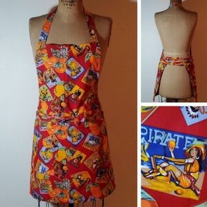 Apron Size S/M NEW Retro Orange Lemons Box Label Crocus Sunflower Seeds Handmade